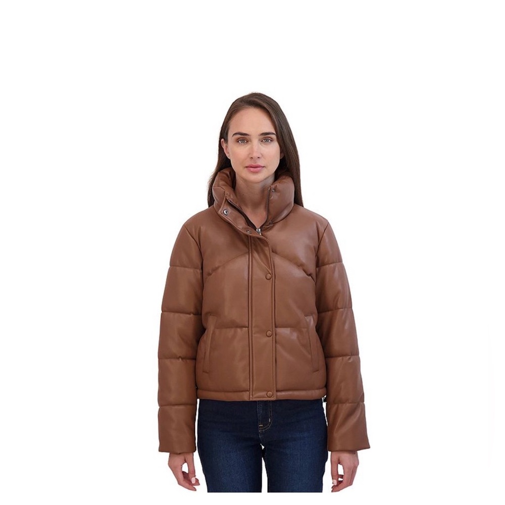 Junior’s Sebby Faux Leather Puffer Coat